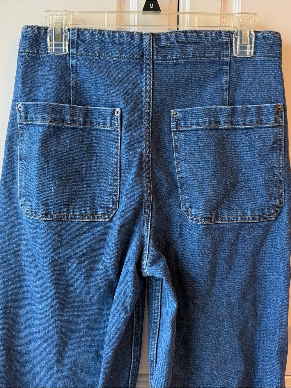 Old Navy Dark Blue Boyfriend Jeans with Front Patch Pockets and Cuffed ends - Picture 7 of 8